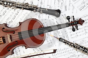 Classical musical instruments notes. photo