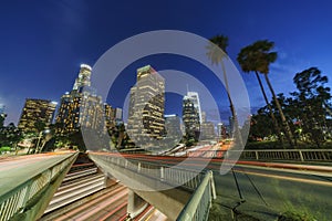 Classical nightscape of Los Angeles downtown