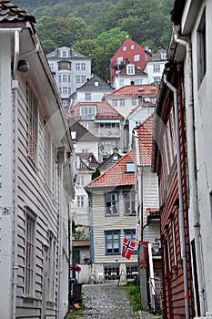 Classical norwegian wooden houses of Bergen, scandinavia