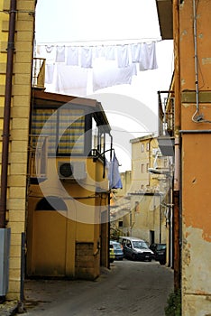 Classical old Italy ,Sicily, street in Enna city