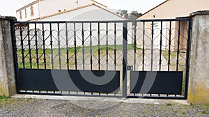 Classical old street suburb home black classic house or gate garden access