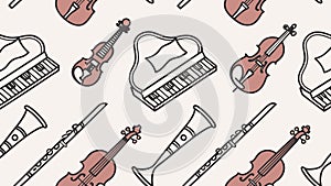 Classical Orchestra Instruments Seamless Pattern, vector design Generative AI
