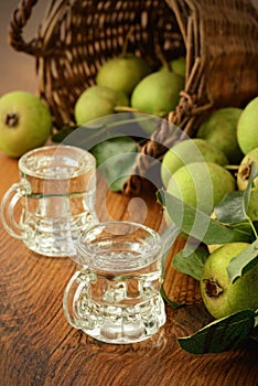 Classical pear liquor made of European wild pear