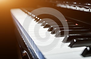 Classical piano keys in modern black and white style