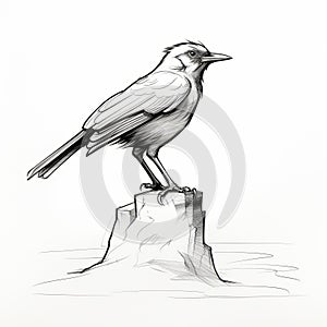 Classical Proportions: Sketch Of A Bird On A Stump