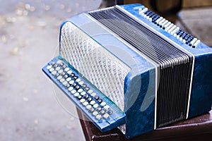 Classical retro bayan accordion, musical instrument vintage
