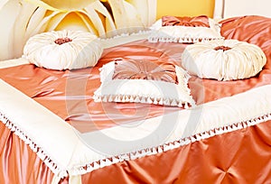 Classical satin pillows close up