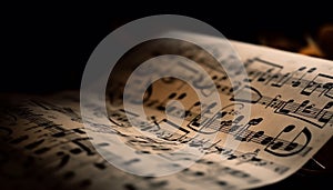 Classical sheet music treble clef, musical notes, composition generated by AI