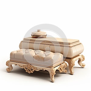 Classical Still Life Ottoman: Beige Sultan 3d Render