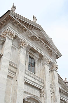 Classical style architecture of a historical palace in Urbino downtown