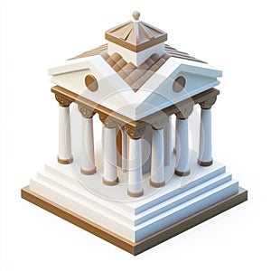 Classic Greek Temple Model, Architectural Design, 3D Render