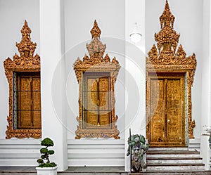 Classical Thai architecture in Wat Pho public temple, Bangkok, Thailand.