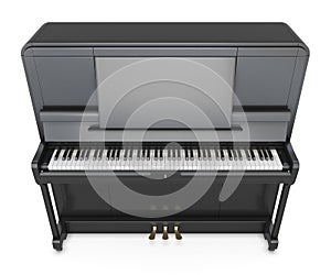 Classical upright piano on a white