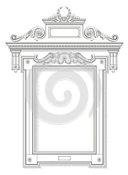 Classical vector frame in the technique of engraving