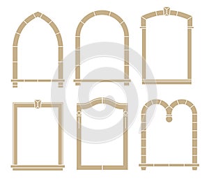 Classical vector window frame facade wall contour