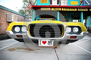 Classical vintage USA car in historical route 66