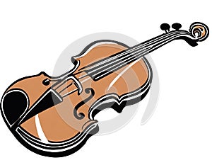 Classical violin. Isolated musical instrument on white background.  illustration in flat style design
