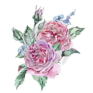 Classical Watercolor Vintage Floral Greeting Card, Watercolor Bo