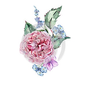 Classical Watercolor Vintage Floral Greeting Card, Watercolor Bo