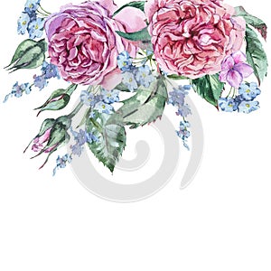 Classical Watercolor Vintage Floral Greeting Card, Watercolor Bo