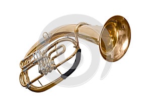 Classical wind musical instrument baritone Euphonium isolated on white background