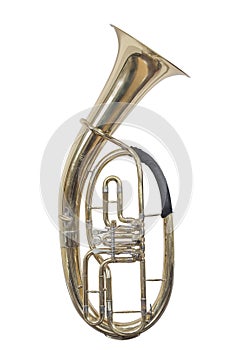 Classical wind musical instrument baritone Euphonium isolated on white background