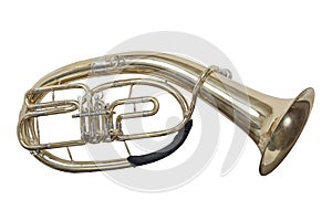 Classical wind musical instrument baritone Euphonium isolated on white background photo