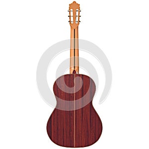 Classical wooden guitar, back view