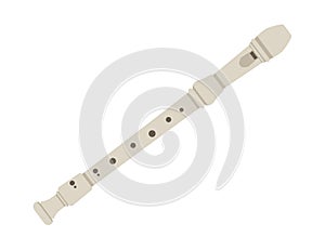 Classical wooden musical instrument flute vector illustration isolated on white background