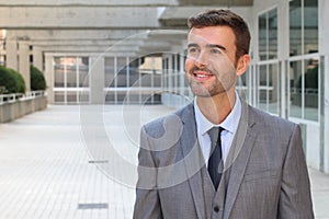 Classically good looking male isolated in office space