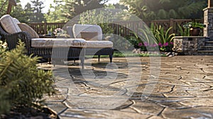 The Classically Stamped Beauty patio serves as an outdoor oasis with its charming and realistic depiction of natural