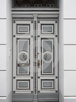 Classicism entrance door on a historical house in Lübeck