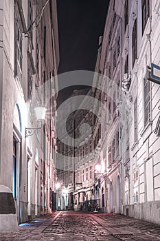 Classicism-style city street with stone architecture, Austria