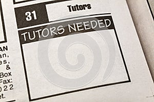 Classified Ad Tutors Needed photo