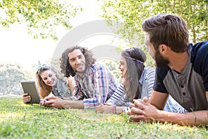 Classmates revising together on campus