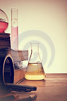 Classroom desk of chemistry teaching vertical