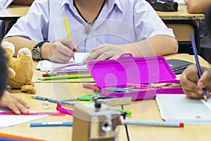 The classroom environment in which the students are intending to study seriously.