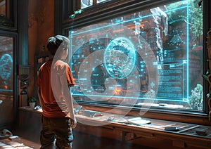 A classroom of the future where students learn from AI tutors using interactive holograms and augmented reality tools photo