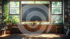 Classroom with green decor