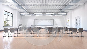 Classroom interior. 3D illustration