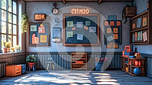 Sunlit Vintage Classroom for Early Education