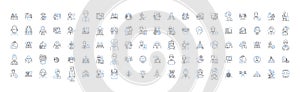 Classroom learning line icons collection. interactive, engaging, collaborative, instructive, participatory, stimulating photo