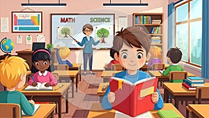 Classroom Learning Teacher and Students in Math and Science Class