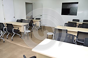 A classroom lecture room where lessons classes are conducted photo
