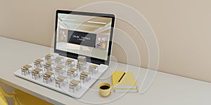 Classroom model with laptop and copy space.Concept for online courses,E-learning,Online education.