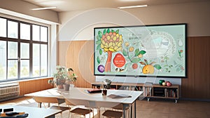 classroom screen on wall
