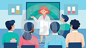 In a classroom setting medical staff attend a lecture on common myths and misunderstandings surrounding neurodiversity photo