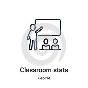 Classroom stats outline vector icon. Thin line black classroom stats icon, flat vector simple element illustration from editable