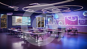 Classrooms For Gen Alpha Students with Adaptive Tech Modules For Science. Generative AI