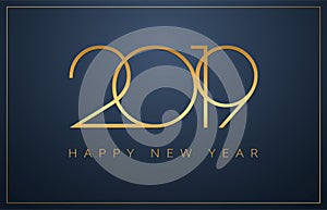 Classy 2019 Happy New Year background. Golden design for Christmas and New Year 2019 greeting cards vector